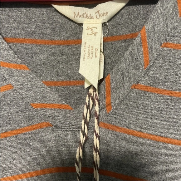 Matilda Jane Modal Swing Tunic Gray Orange Striped Windsong Flowy Womens Medium - Picture 5 of 6